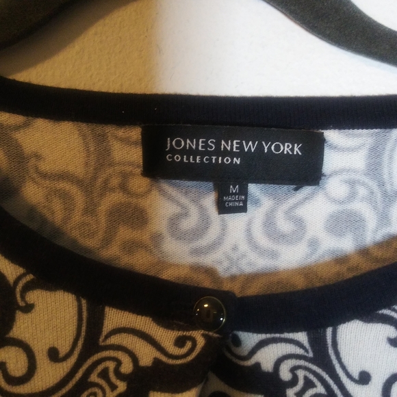 Jones New York| Navy/White Cardigan Sz M - Picture 3 of 6